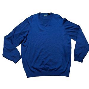 Daniel Gray men's 100% merino wool Blue Vneck‎ sweater sz XL